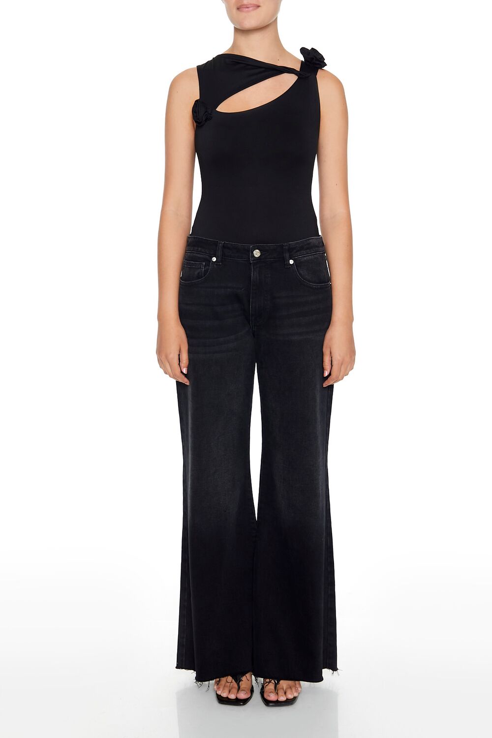 Cutout Rosette Bodysuit