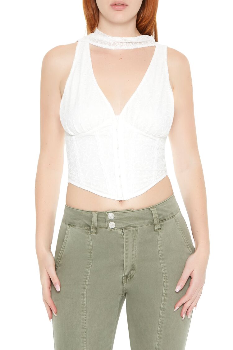 Lace Sash Corset Crop Top