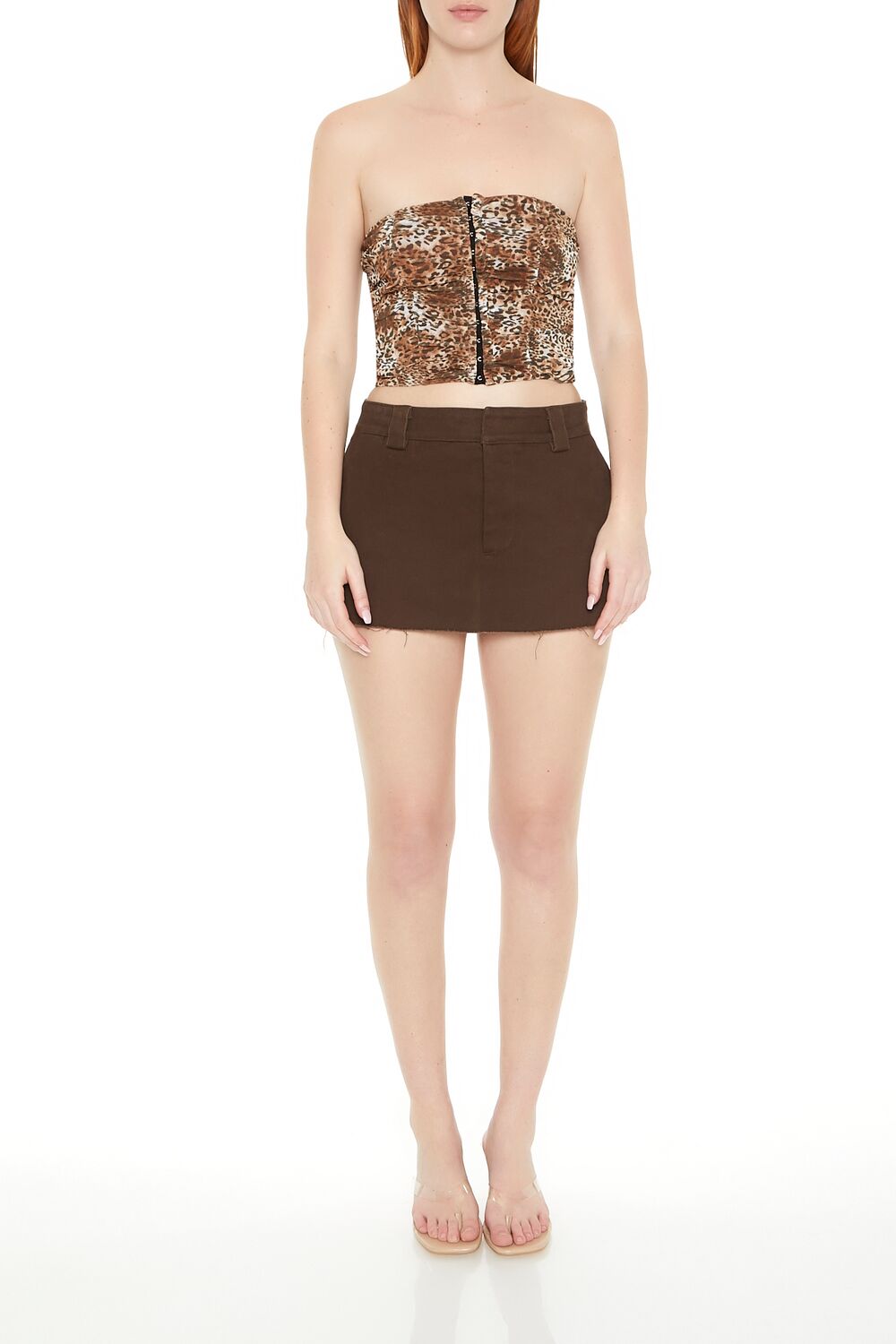 Leopard Print Mesh Tube Top