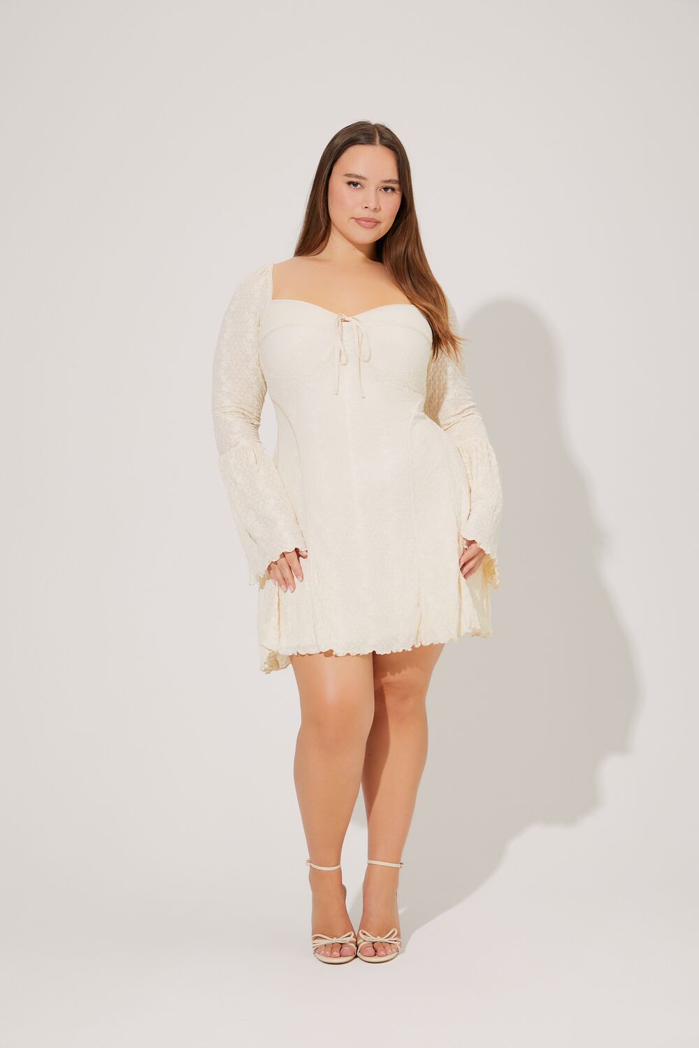 Plus Size Bell-Sleeve Mini Dress