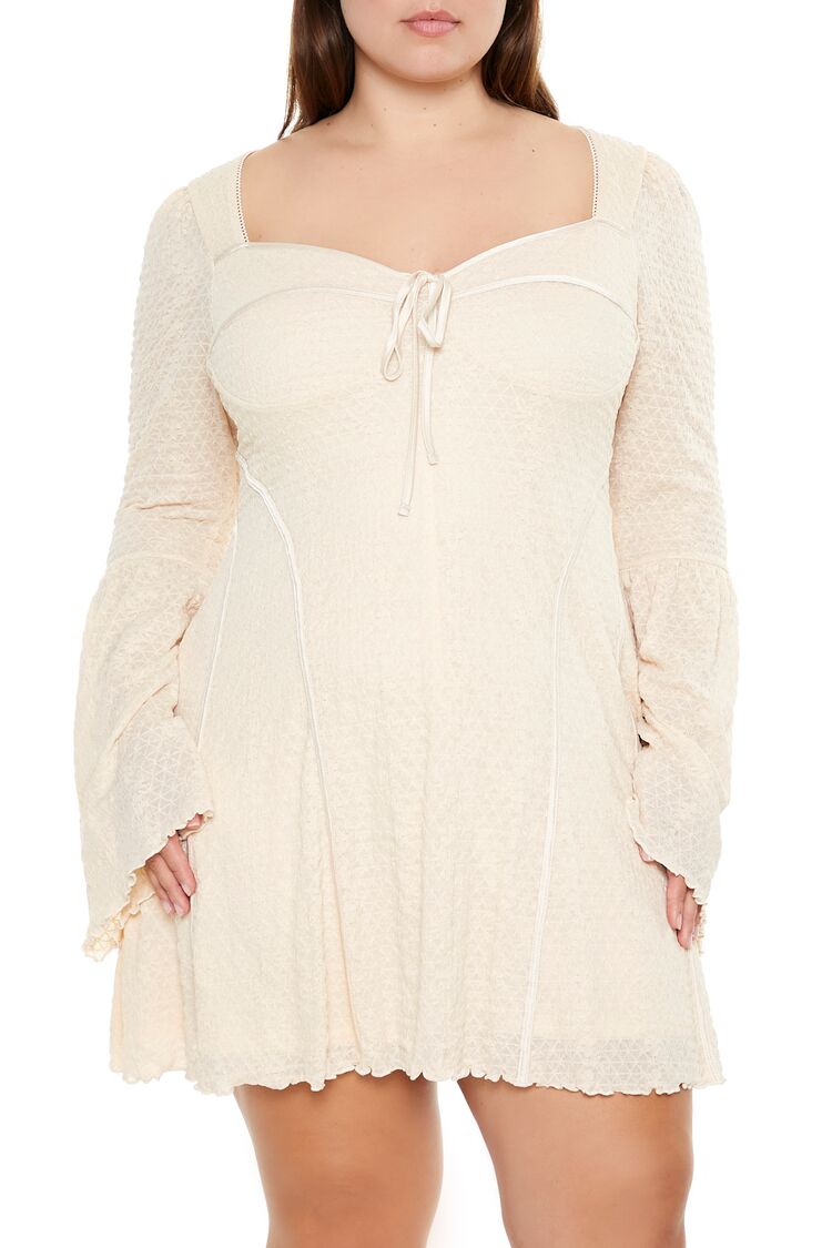 Plus Size Bell-Sleeve Mini Dress