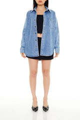 Sequin Striped Denim Shacket