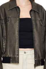 Faux Leather Zip-Up Moto Jacket