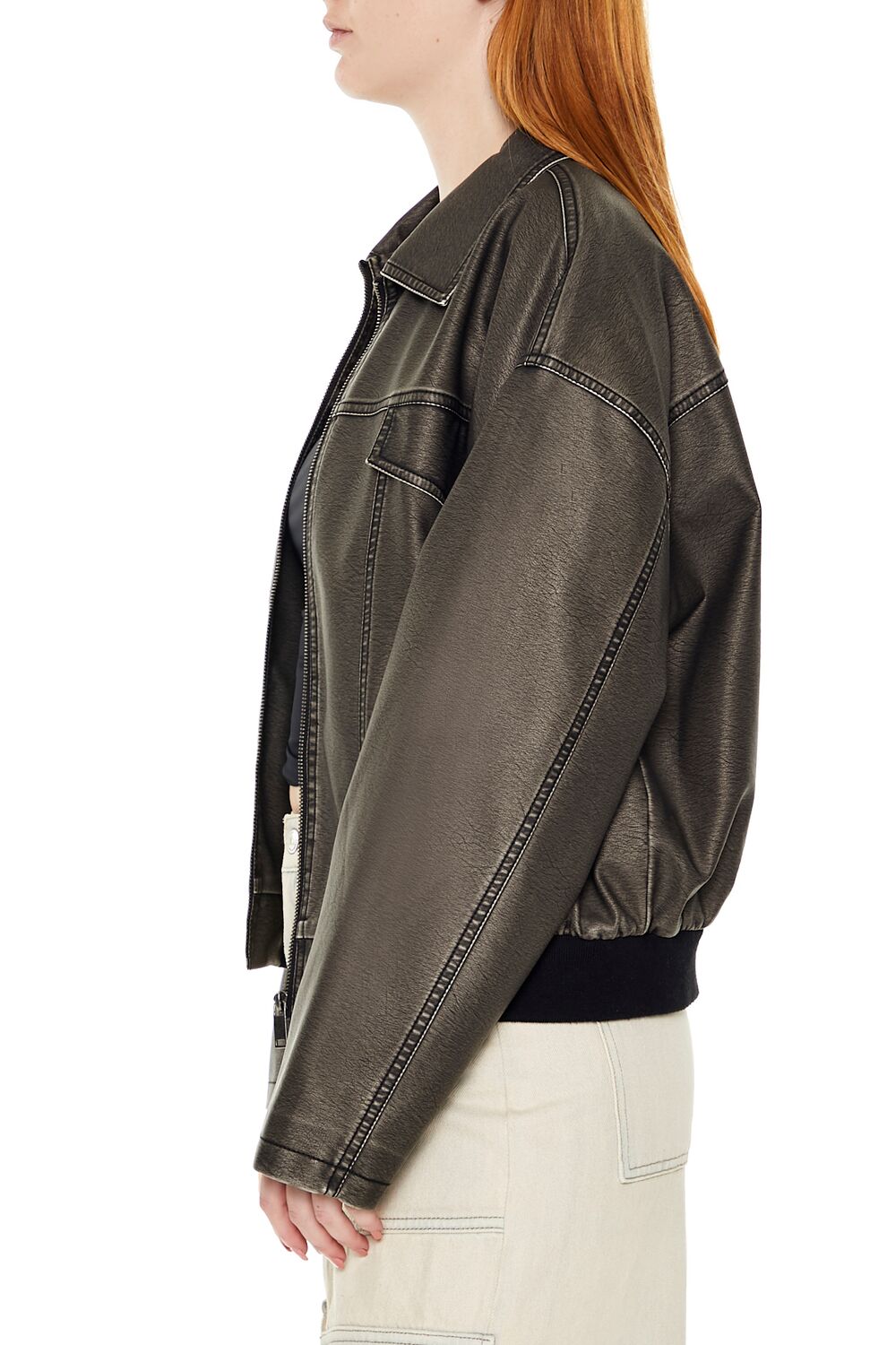 Faux Leather Zip-Up Moto Jacket