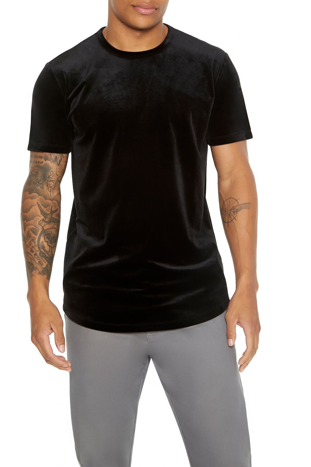 Velour Curved-Hem Tee
