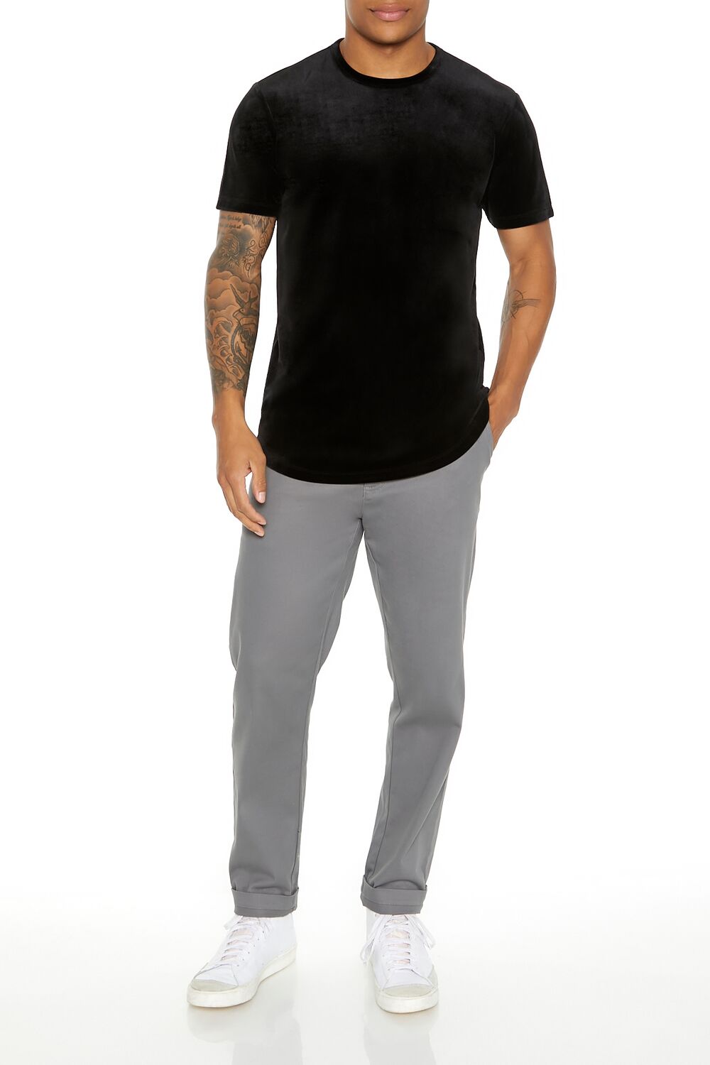 Velour Curved-Hem Tee