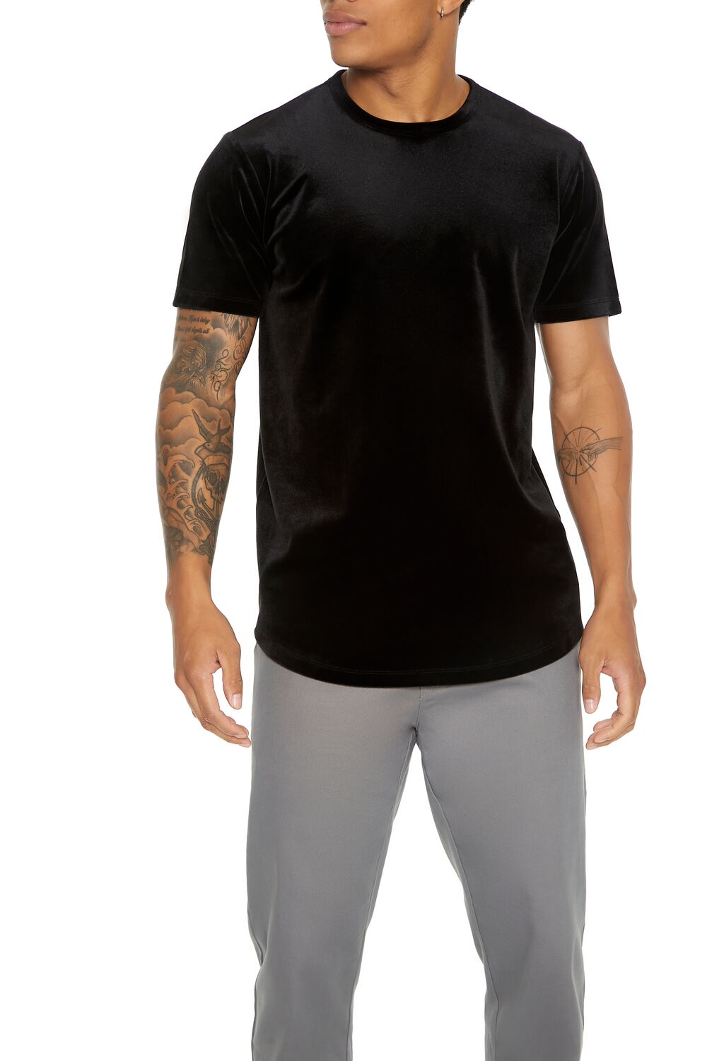 Velour Curved-Hem Tee