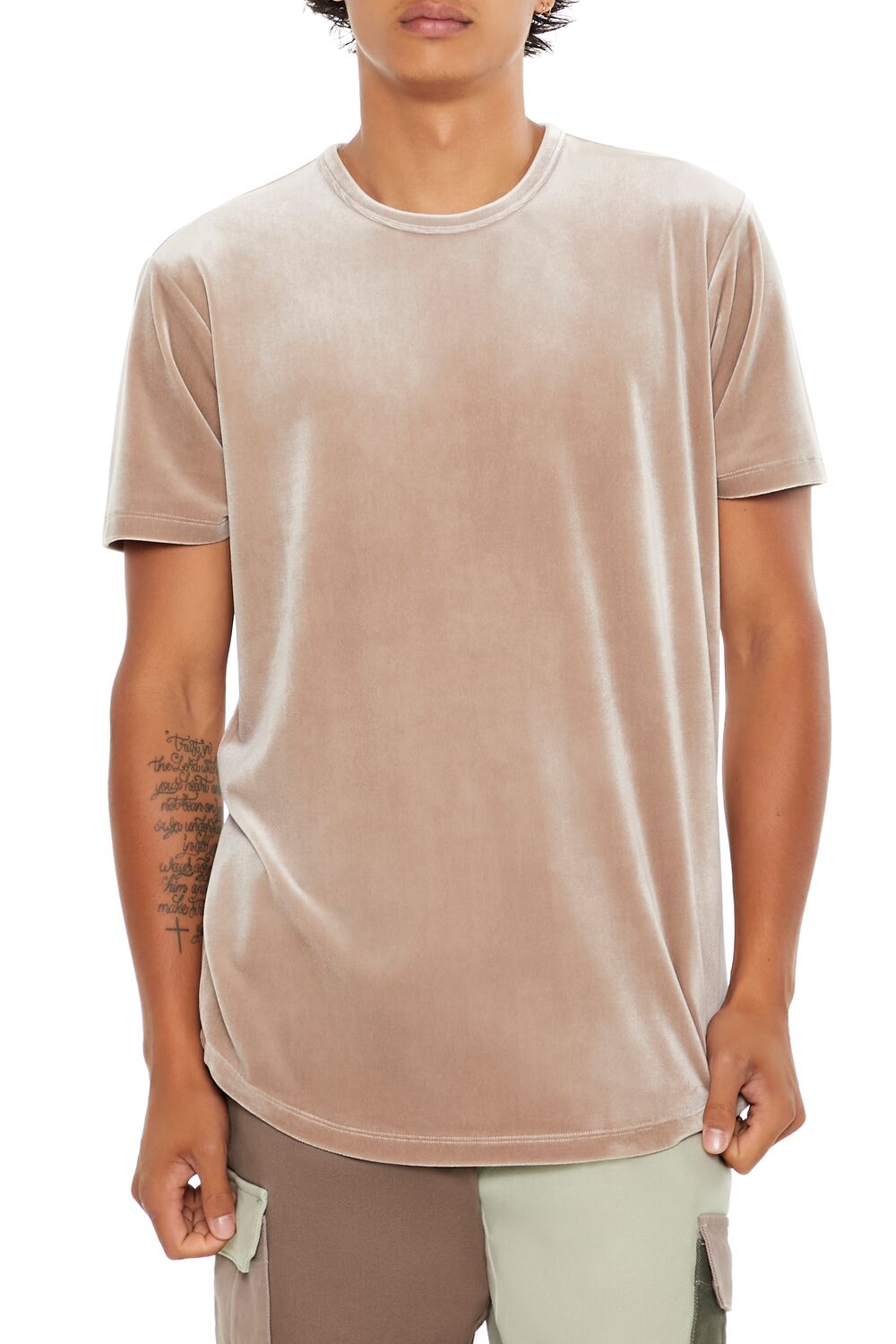 Velour Curved-Hem Tee