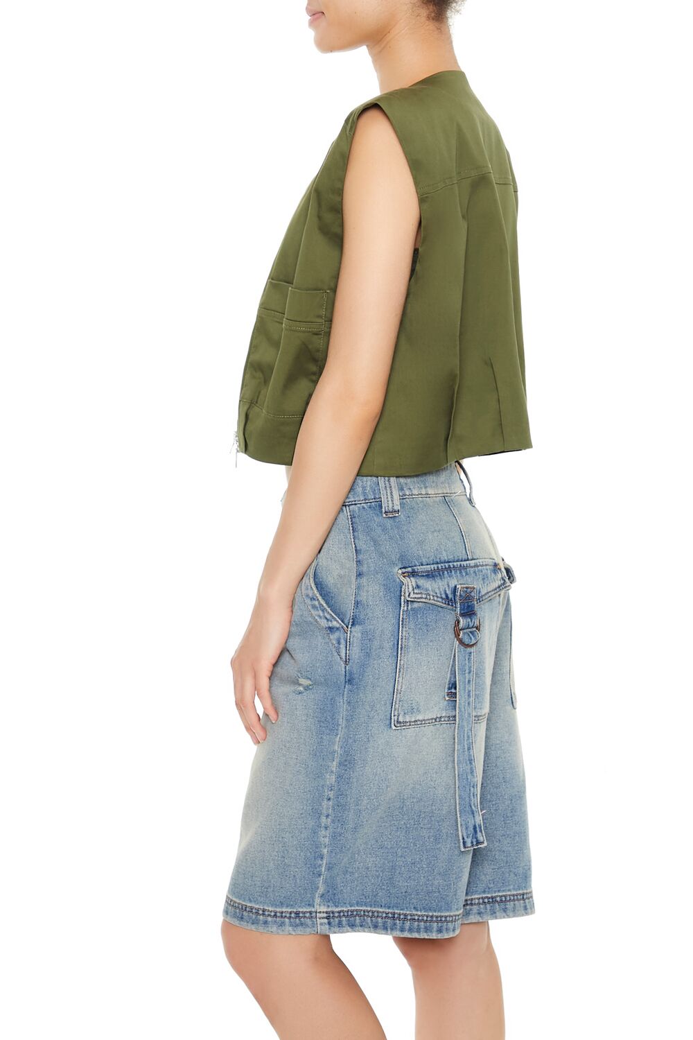 Satin Zip-Up Cropped Vest