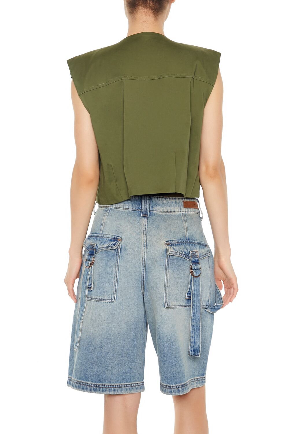 Satin Zip-Up Cropped Vest
