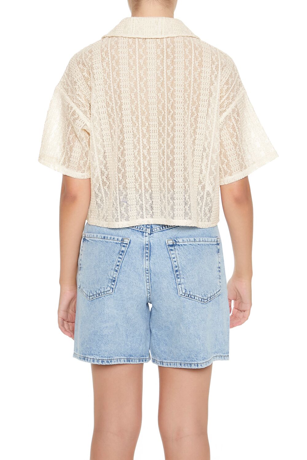 Sheer Split-Neck Jacquard Shirt