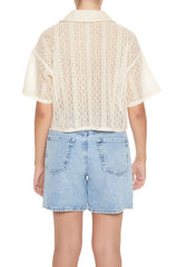 Sheer Split-Neck Jacquard Shirt