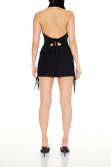 Lace-Up Bow Straight Mini Skirt