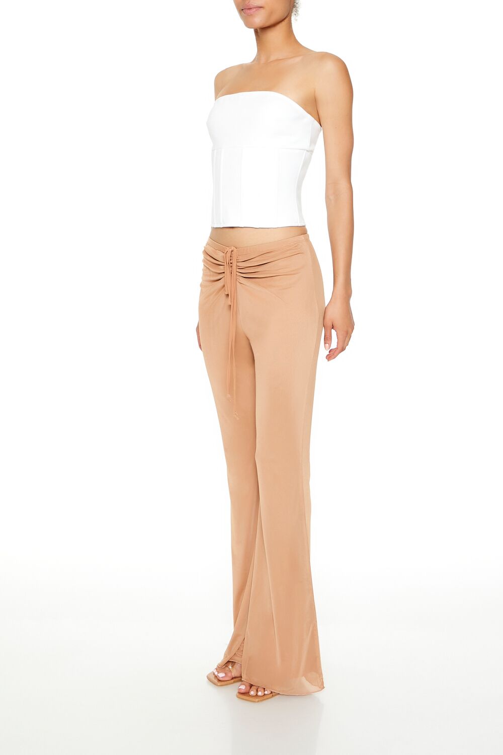 Ruched Drawstring Mesh Pants