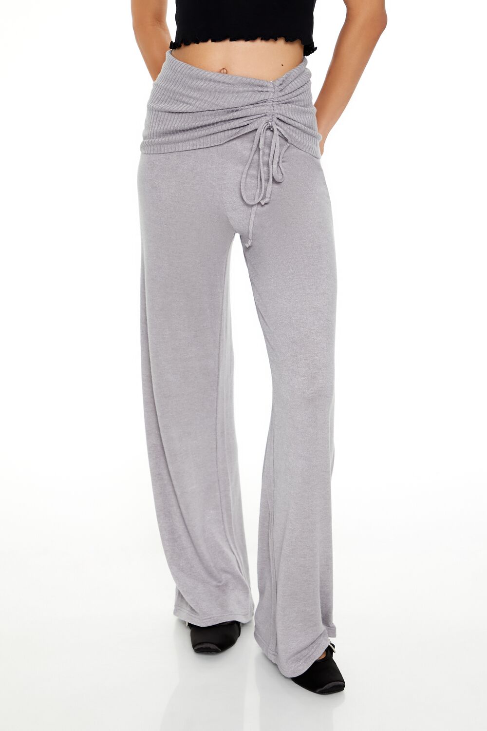Ruched Drawstring Foldover Pants
