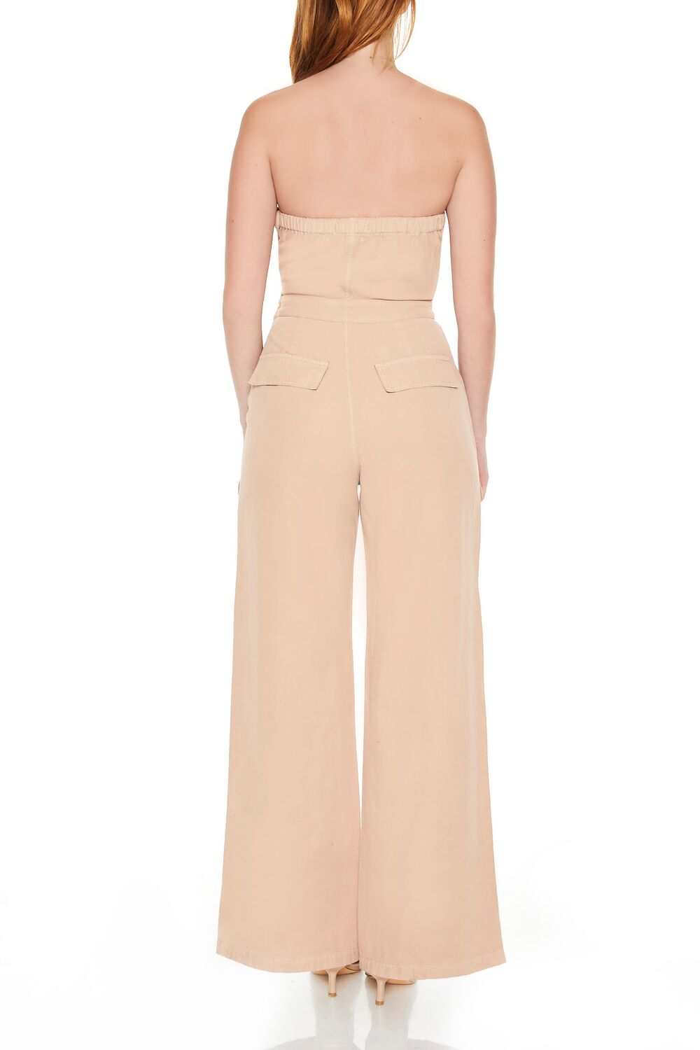 Strapless Tie-Front Cargo Jumpsuit