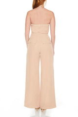 Strapless Tie-Front Cargo Jumpsuit