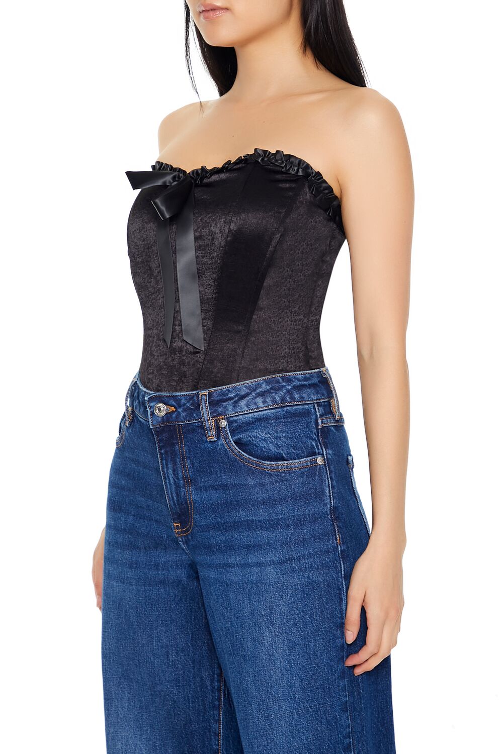 Satin Corset Bow Tube Top