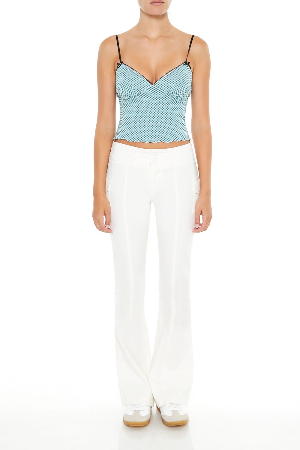 Poplin Flare-Leg Cargo Pants