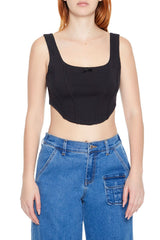 Corset Curved-Hem Crop Top