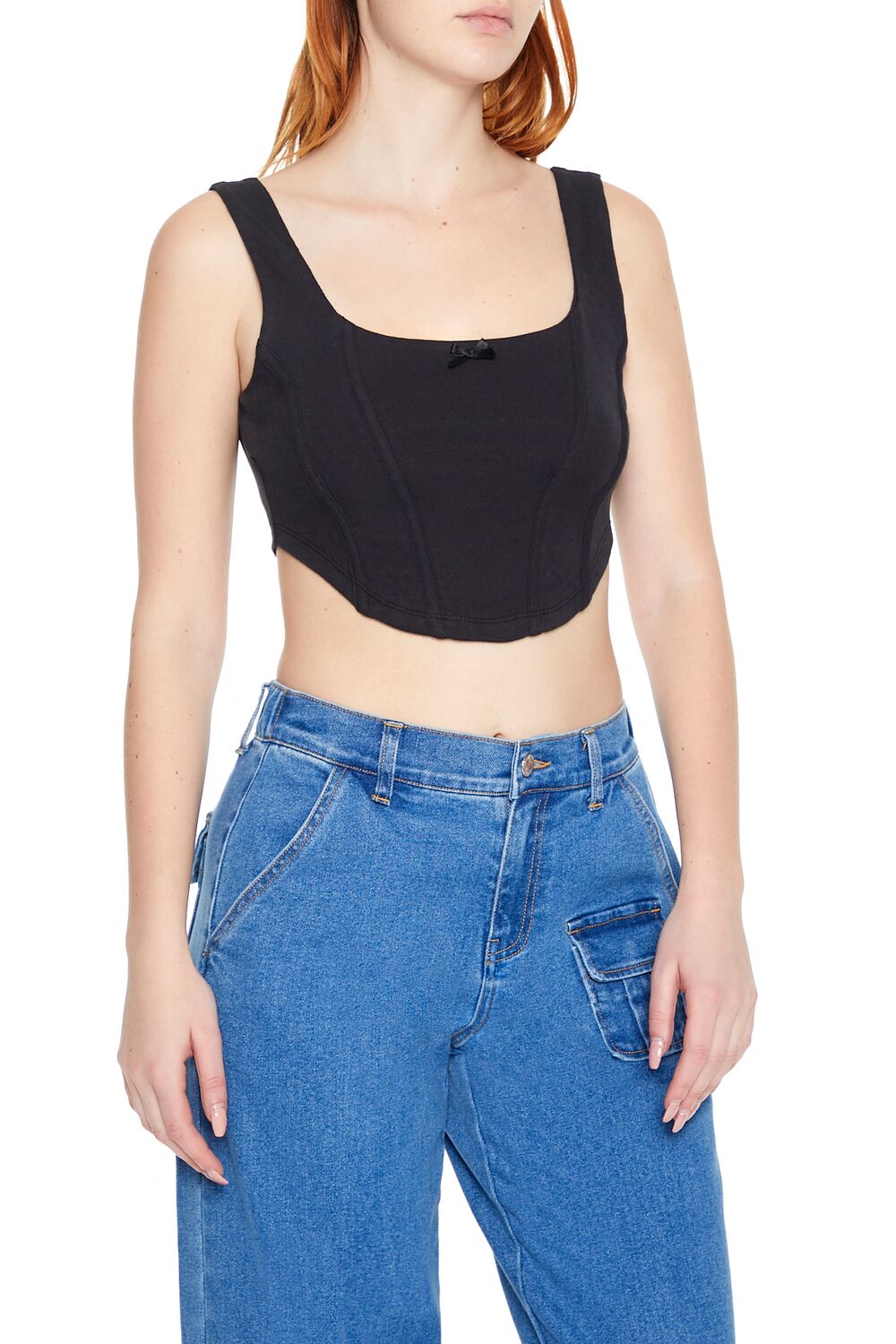 Corset Curved-Hem Crop Top