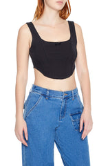 Corset Curved-Hem Crop Top