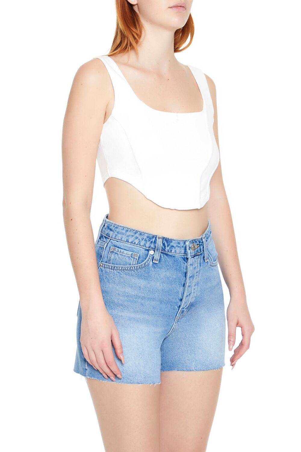 Corset Curved-Hem Crop Top