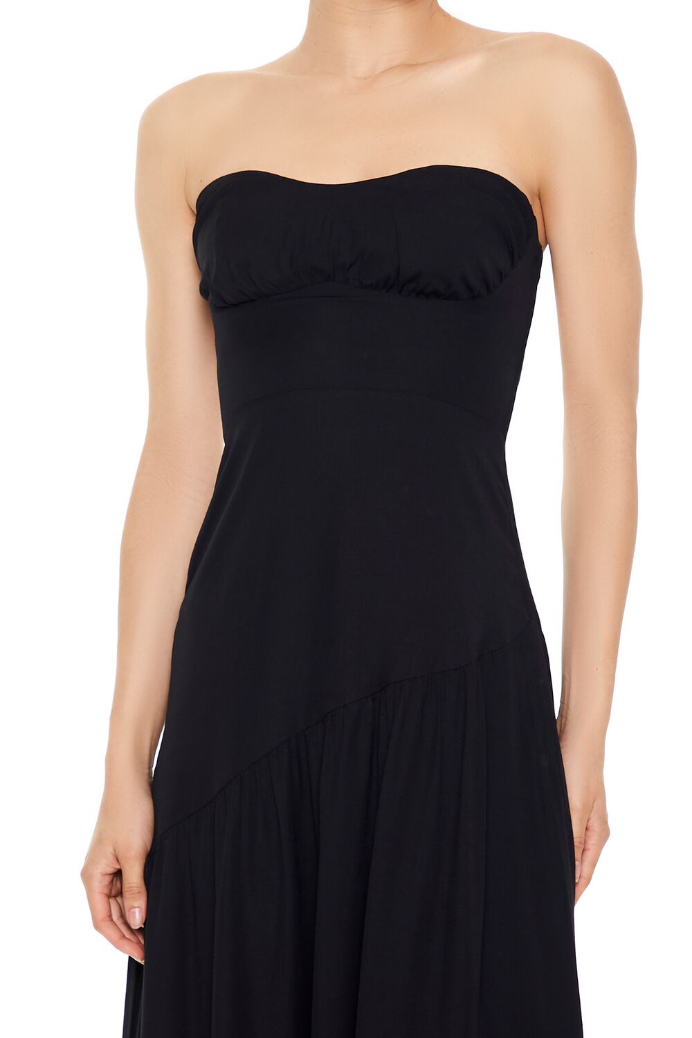Strapless Asymmetrical Maxi Dress
