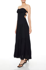 Strapless Asymmetrical Maxi Dress