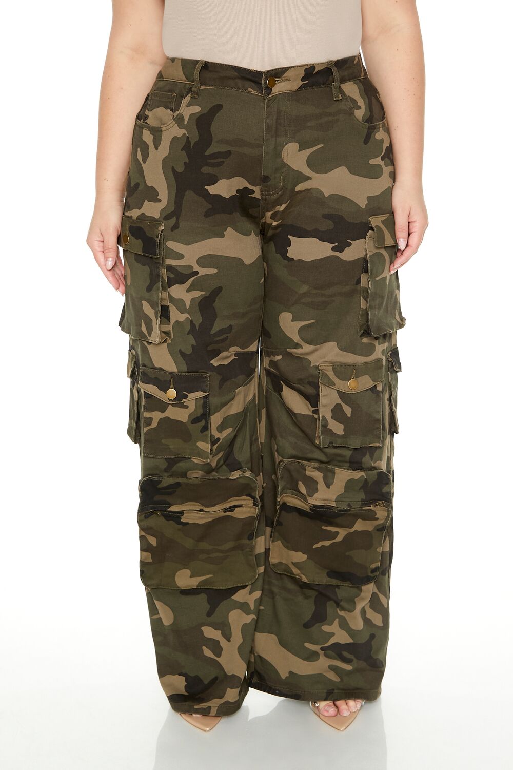 Plus Size Camo Print Cargo Pants