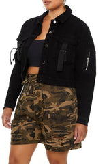 Plus Size Cargo Trucker Jacket