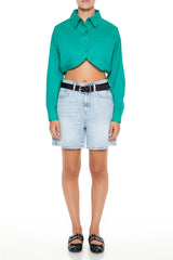 Cropped Tulip-Hem Shirt