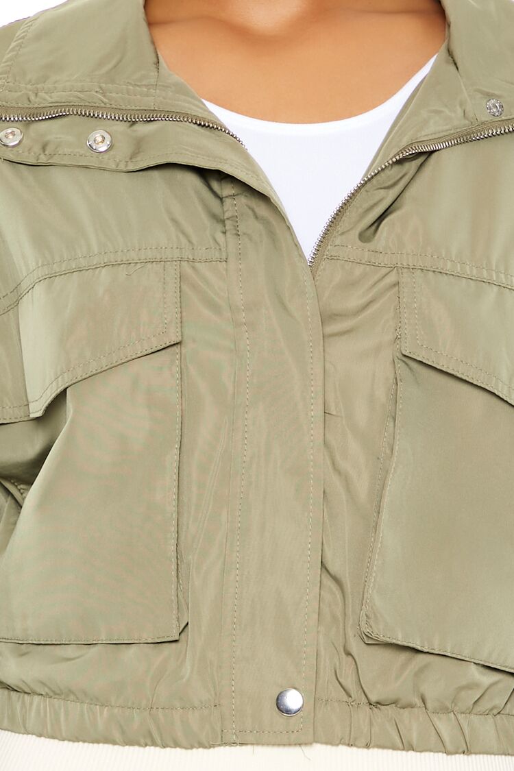 Cropped Cargo Bomber Jacket