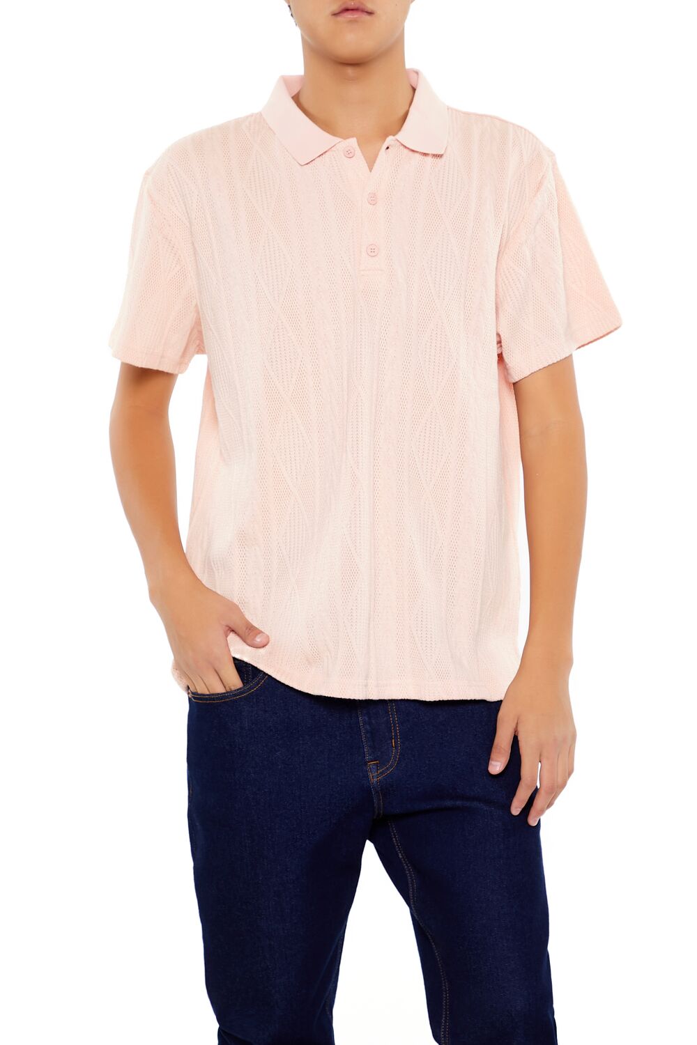 Textured Lace Polo Shirt