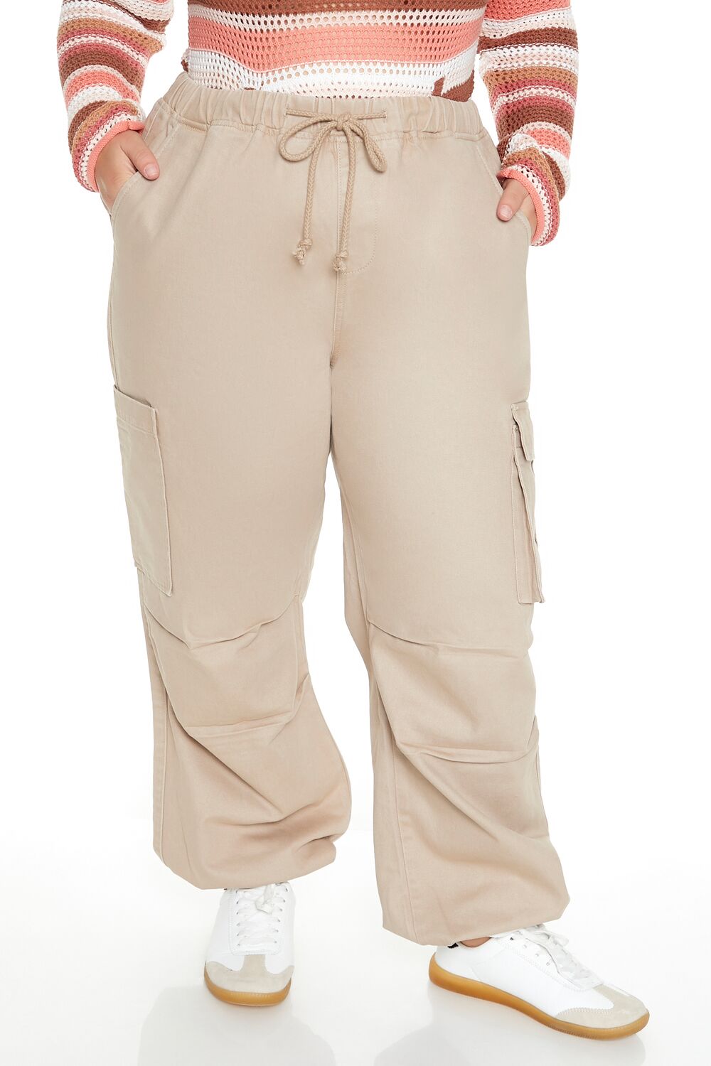 Plus Size Twill Cargo Joggers