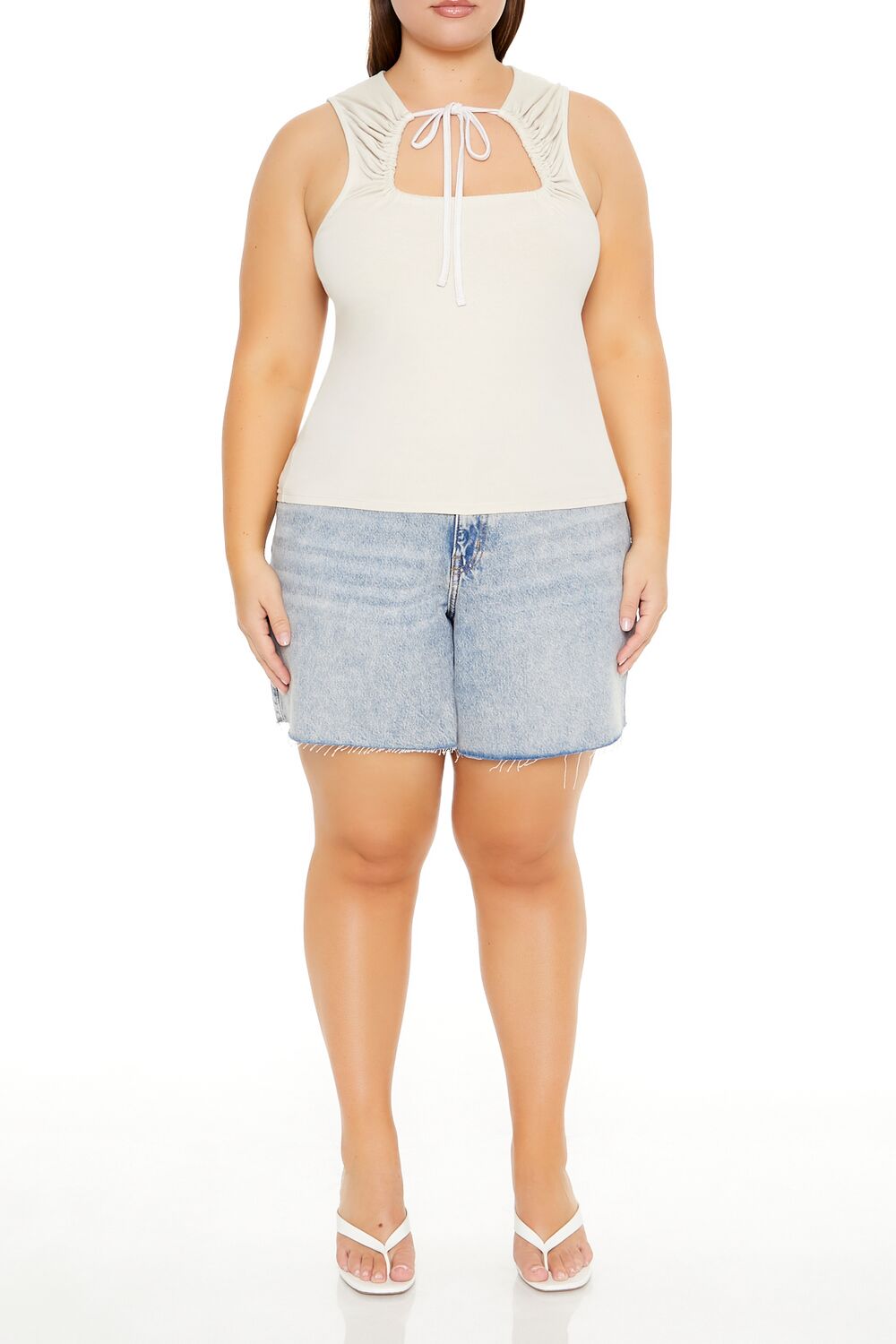 Plus Size Ruched Cutout Tank Top