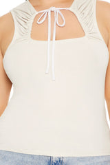 Plus Size Ruched Cutout Tank Top