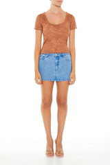 Sheer Lace Lettuce-Edge Tee
