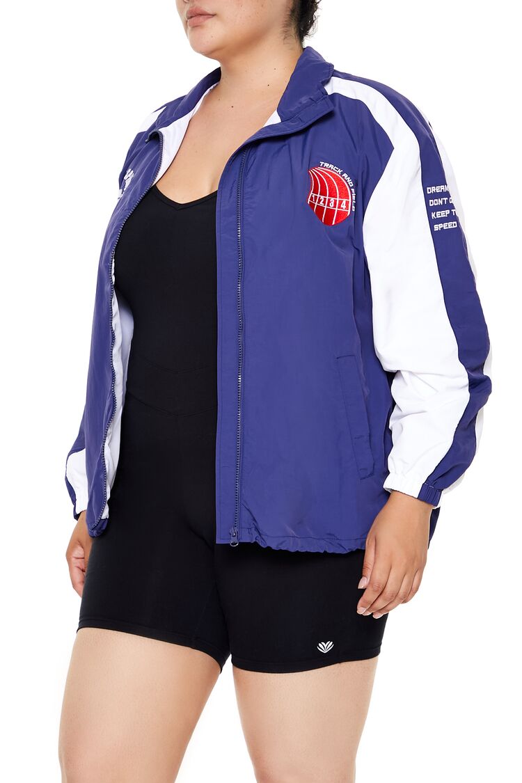 Plus Size Track & Field Zip-Up Jacket