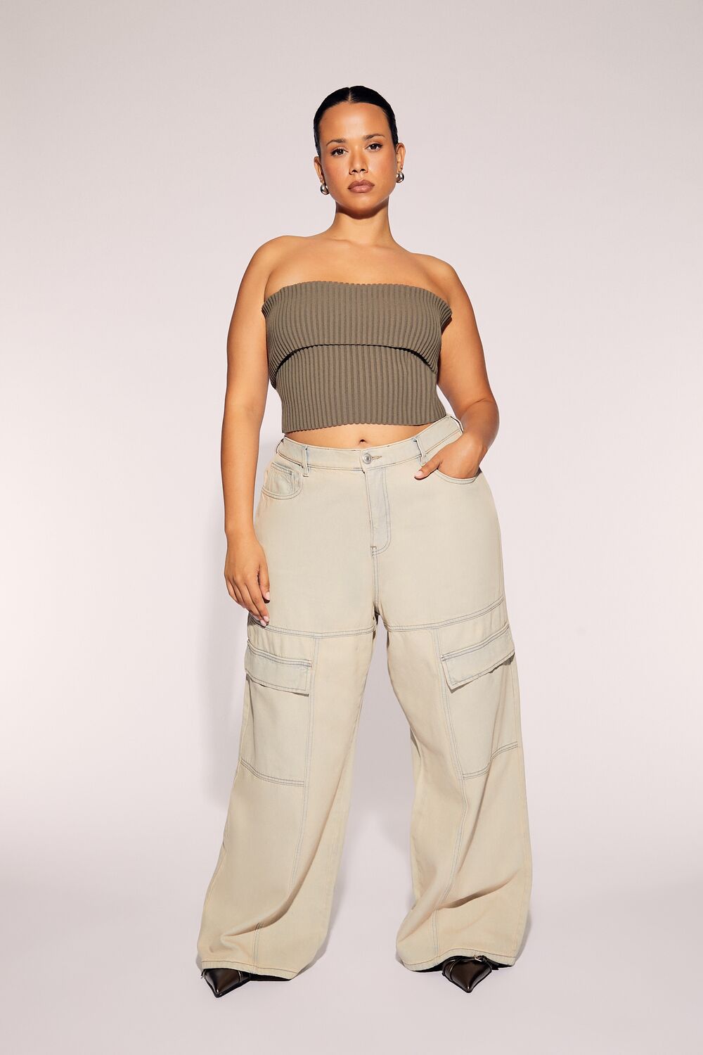 Plus Size Wide-Leg Cargo Jeans