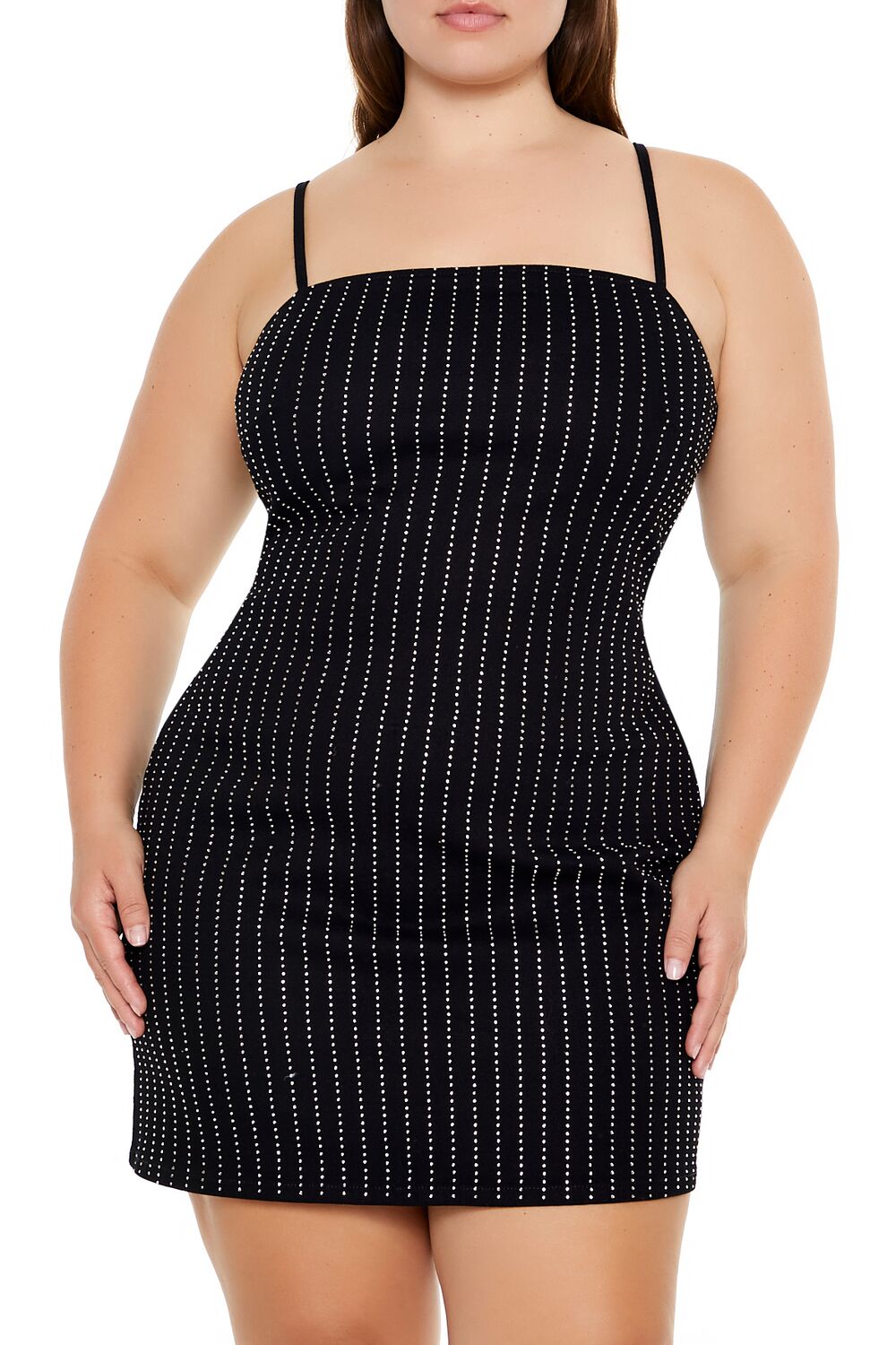 Plus Size Rhinestone Striped Dress