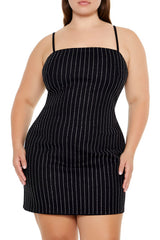 Plus Size Rhinestone Striped Dress