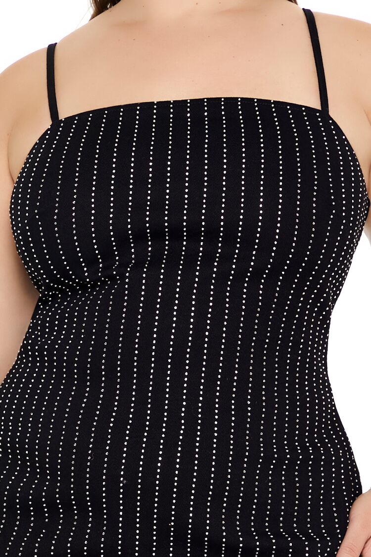Plus Size Rhinestone Striped Dress