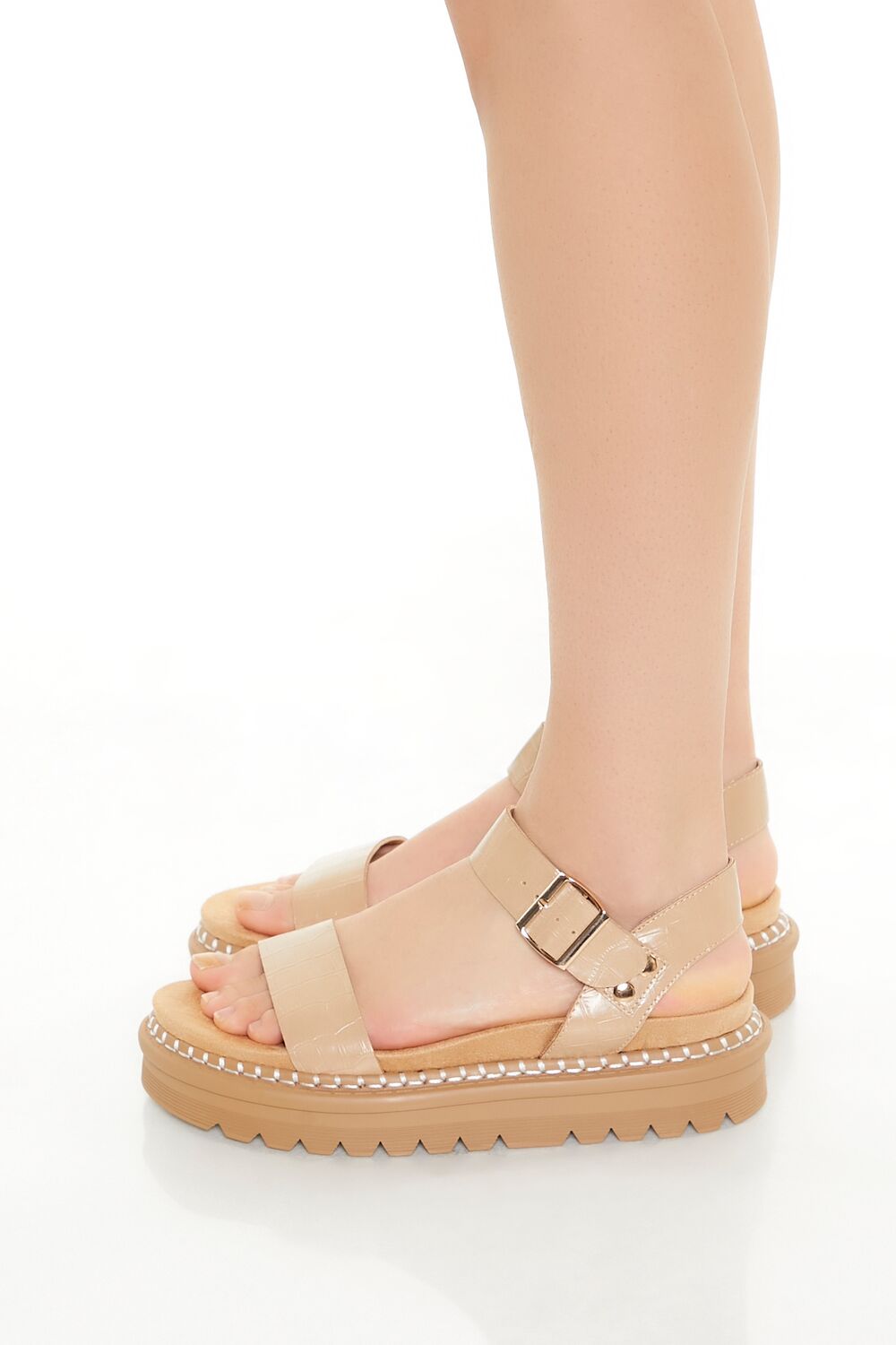 Faux Croc Lug-Sole Sandals