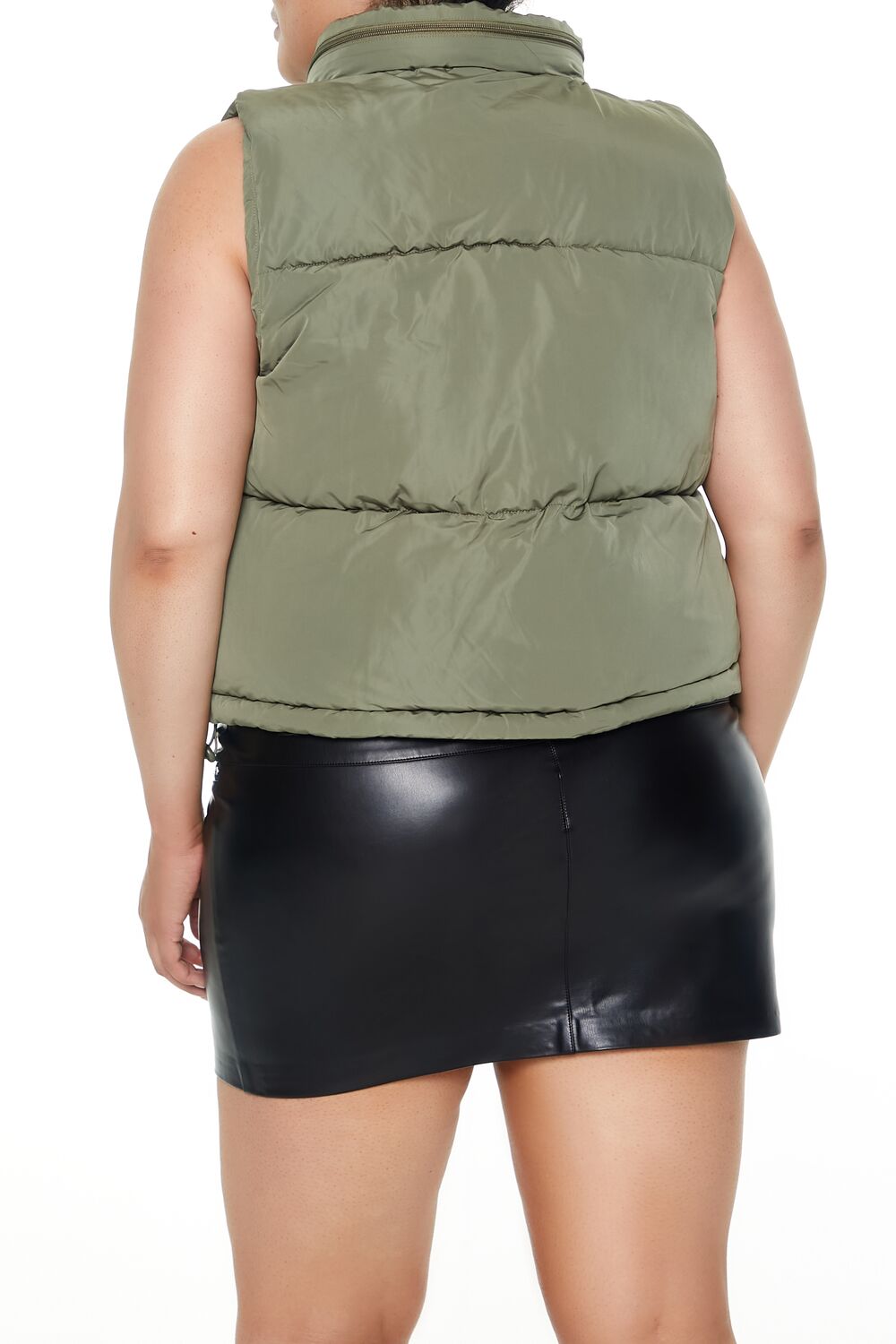 Plus Size Cropped Puffer Vest
