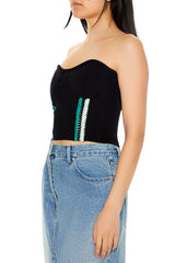 Embroidered Sweater-Knit Tube Top