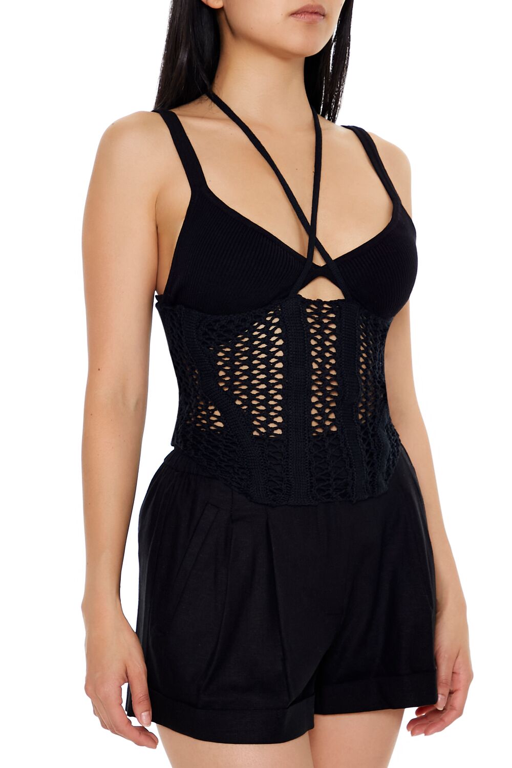 Strappy Sweater-Knit Crochet Cami
