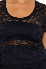 Plus Size Sheer Lace Tee