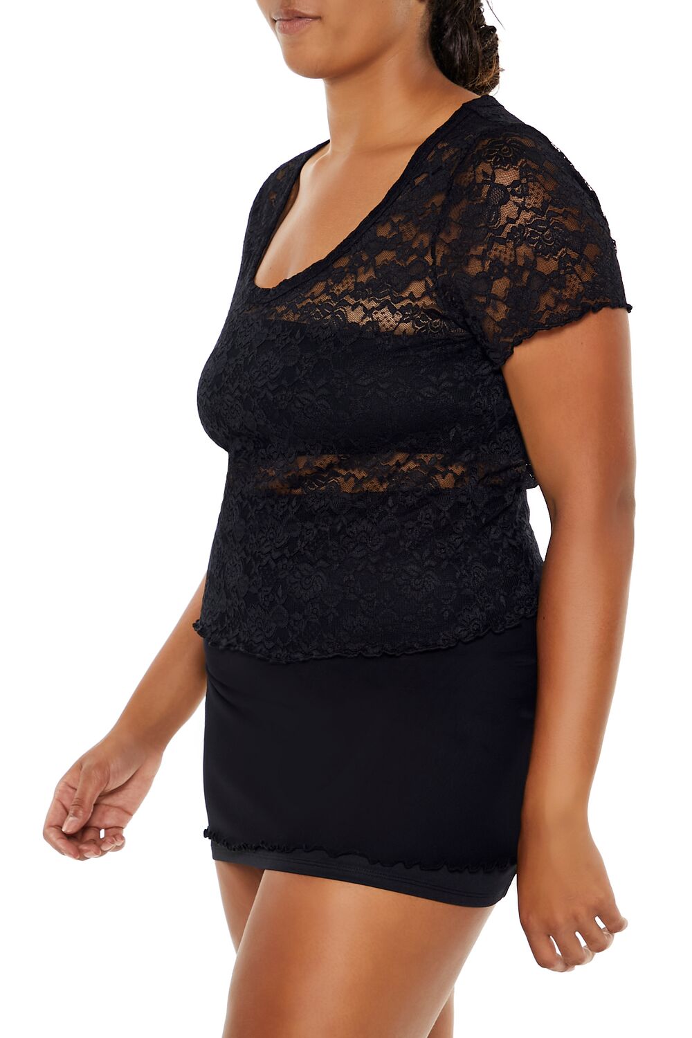 Plus Size Sheer Lace Tee