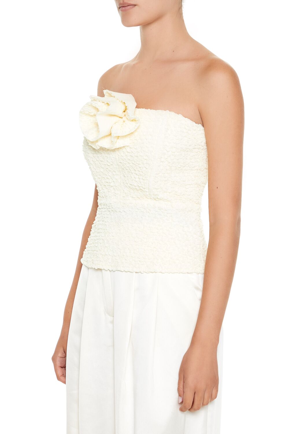 Rosette Peplum Tube Top